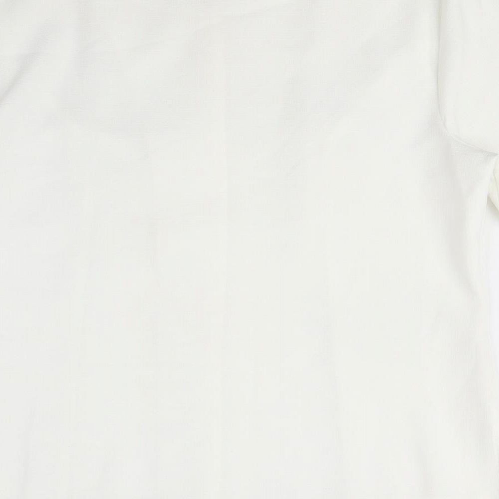 EWM Womens White Polyester Basic Blouse Size 12 Round Neck - Embroidered detail