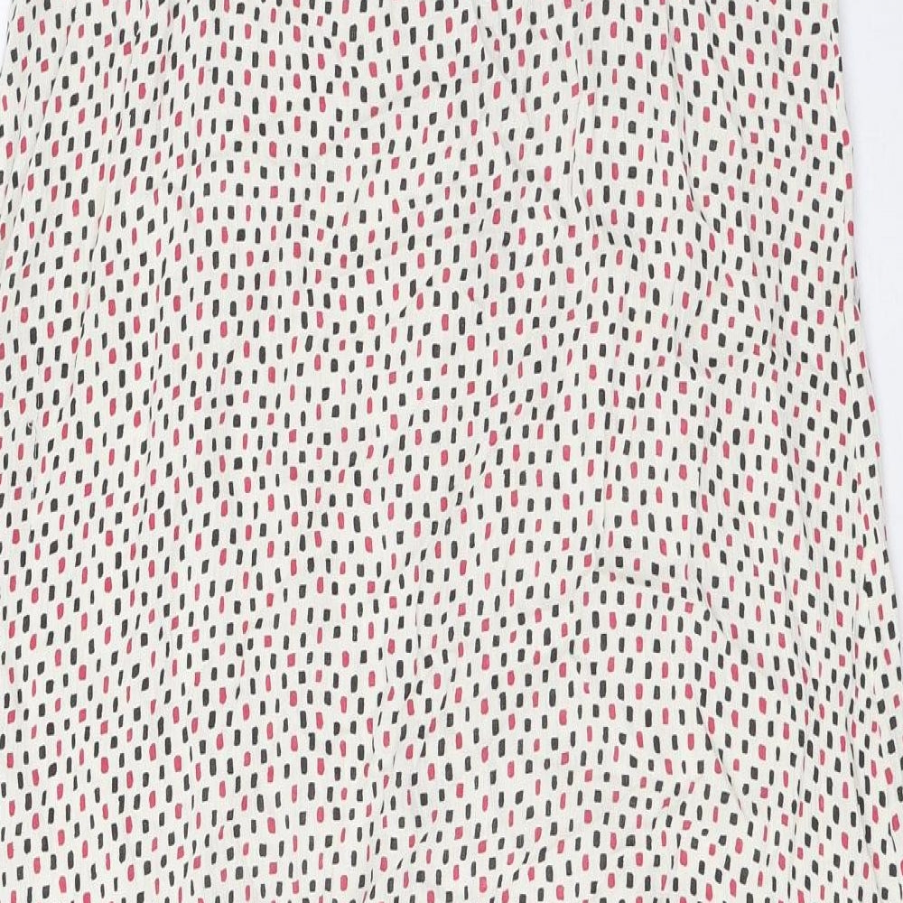 Marks and Spencer Womens Ivory Geometric Viscose Tank Dress Size 10 Round Neck Pullover