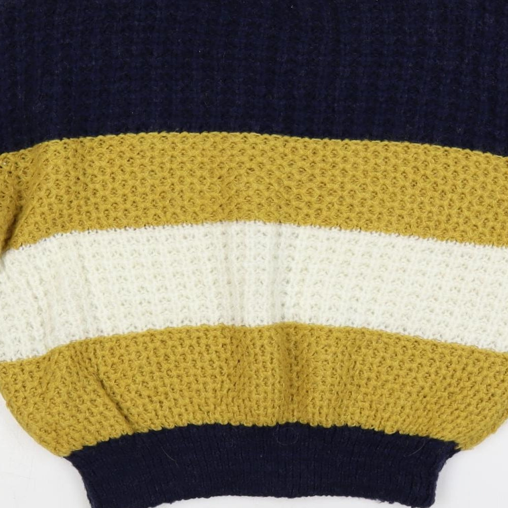 Apricot Womens Multicoloured Crew Neck Striped Acrylic Pullover Jumper Size 14