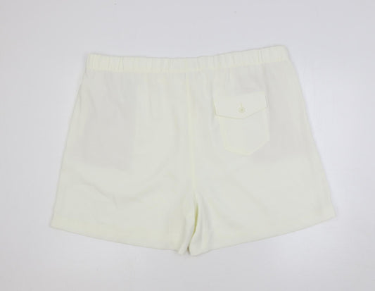 Marks and Spencer Womens Ivory Polyester Basic Shorts Size 24 L5 in Regular - Elastic Waist