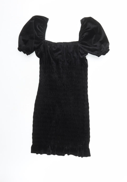Divided by H&M Womens Black Polyester Bodycon Size S Square Neck Pullover