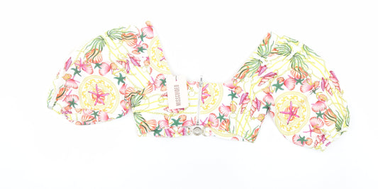 Womens UK Size 8 Missguided Multicoloured Cropped Blouse