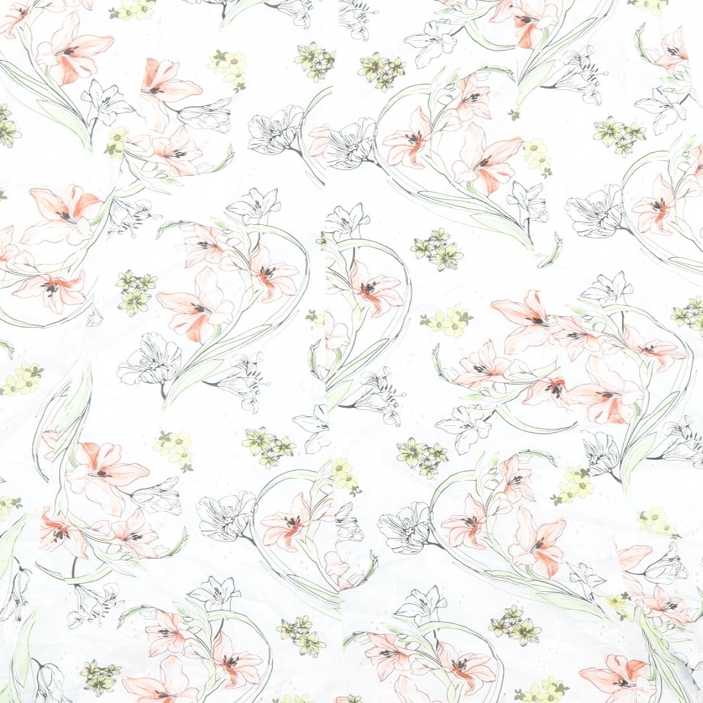 Classic Womens White Floral Polyester Swing Skirt Size 32 in Zip