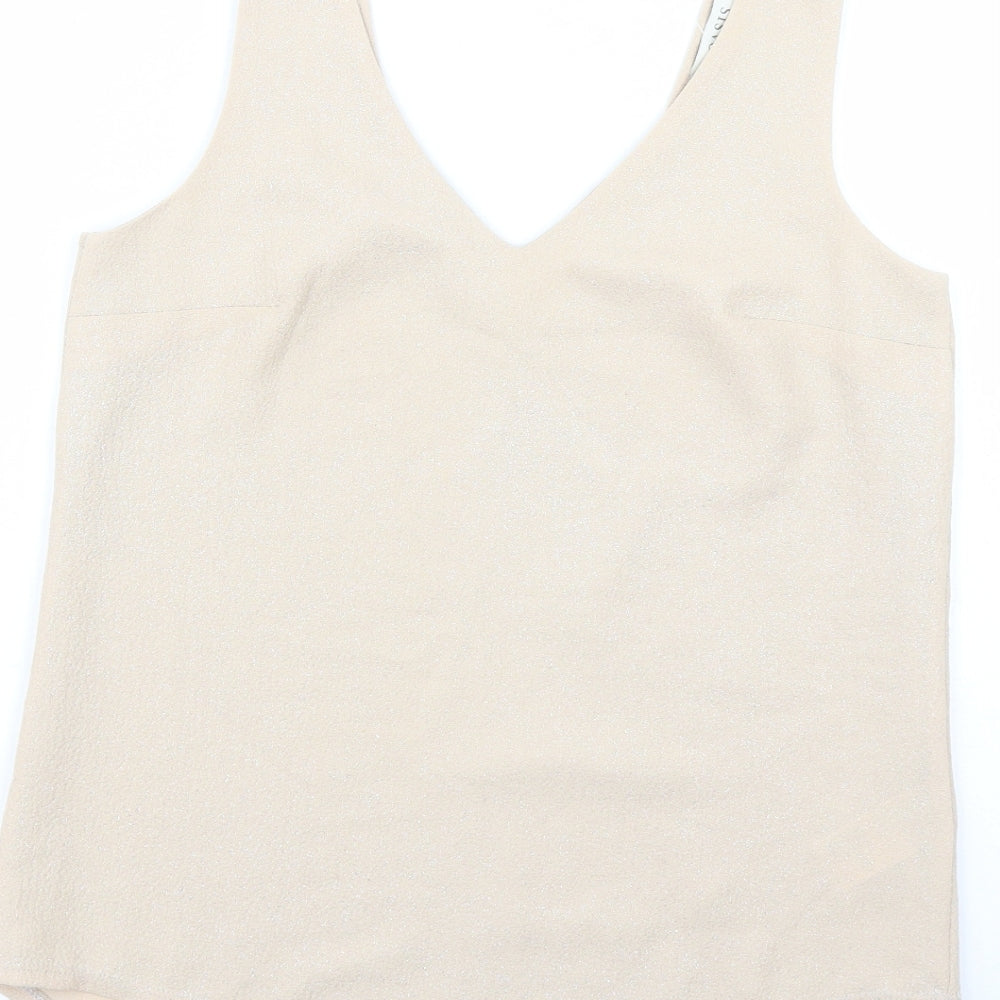 Womens UK Size 8 Oasis Beige Basic Tank