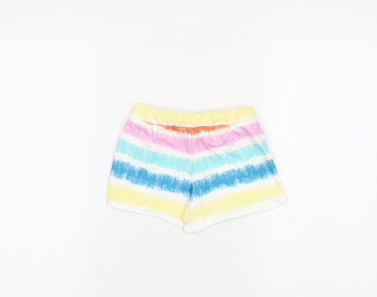 Marks and Spencer Girls Multicoloured 100% Cotton Bermuda Shorts Size 4-5 Years Regular Drawstring