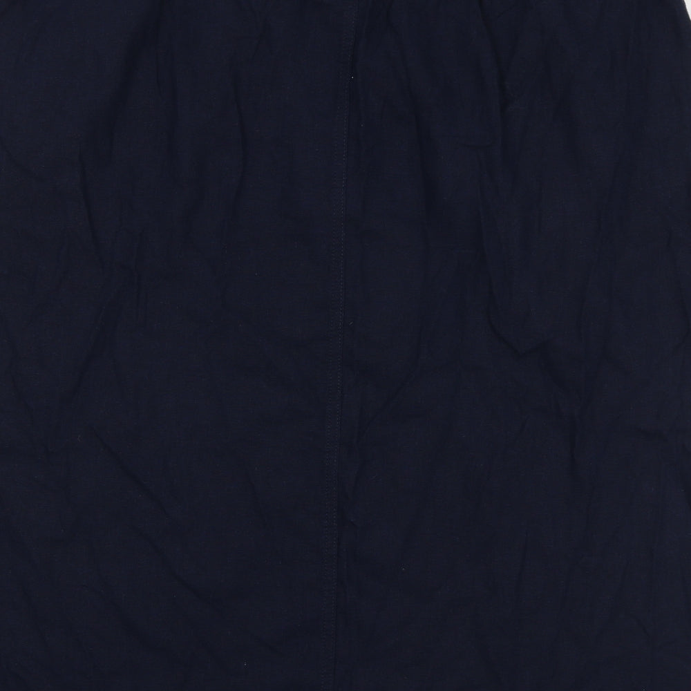 Marks and Spencer Womens Blue Flax A-Line Skirt Size 22 Tie