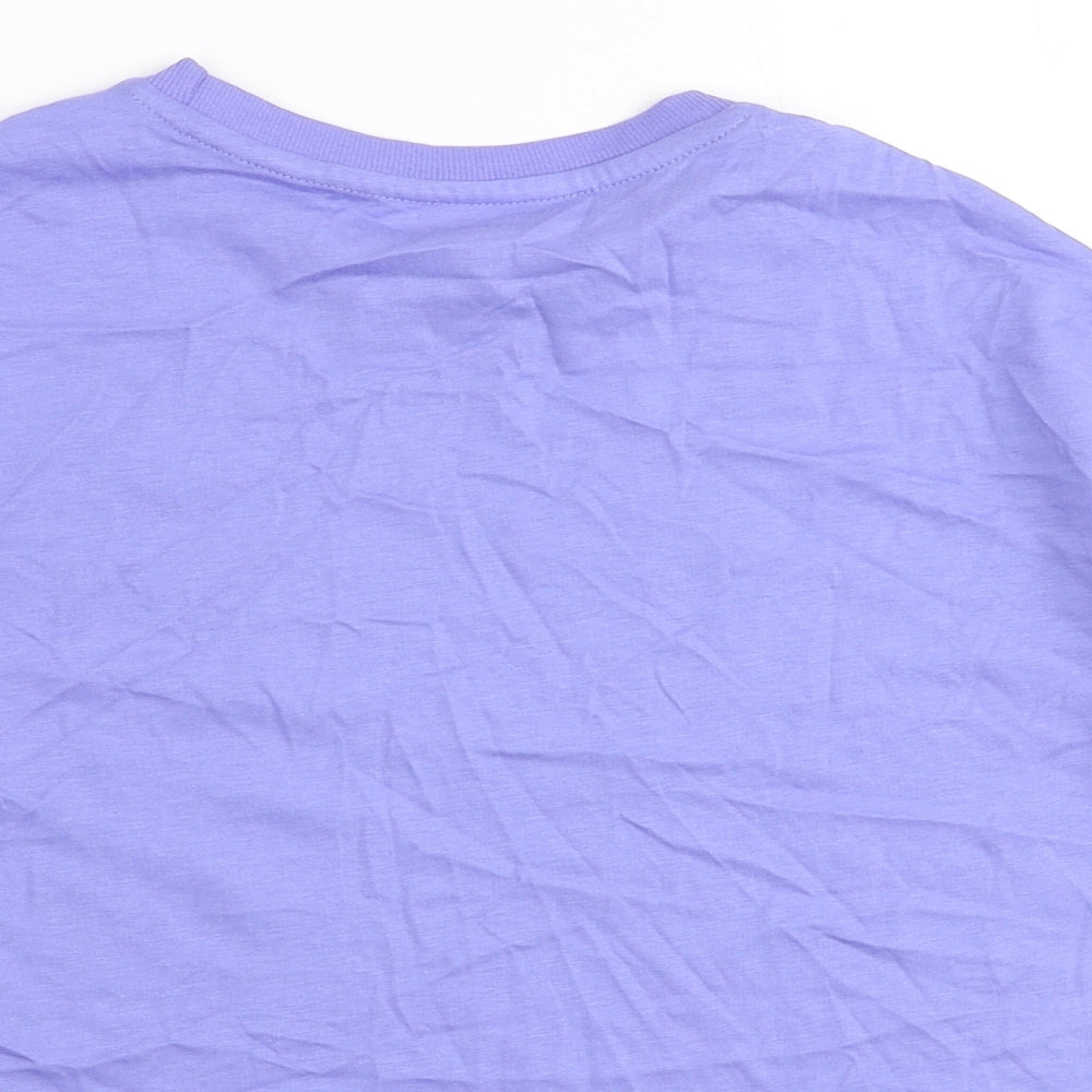 Marks and Spencer Girls Purple 100% Cotton Basic T-Shirt Size 7-8 Years Round Neck Pullover