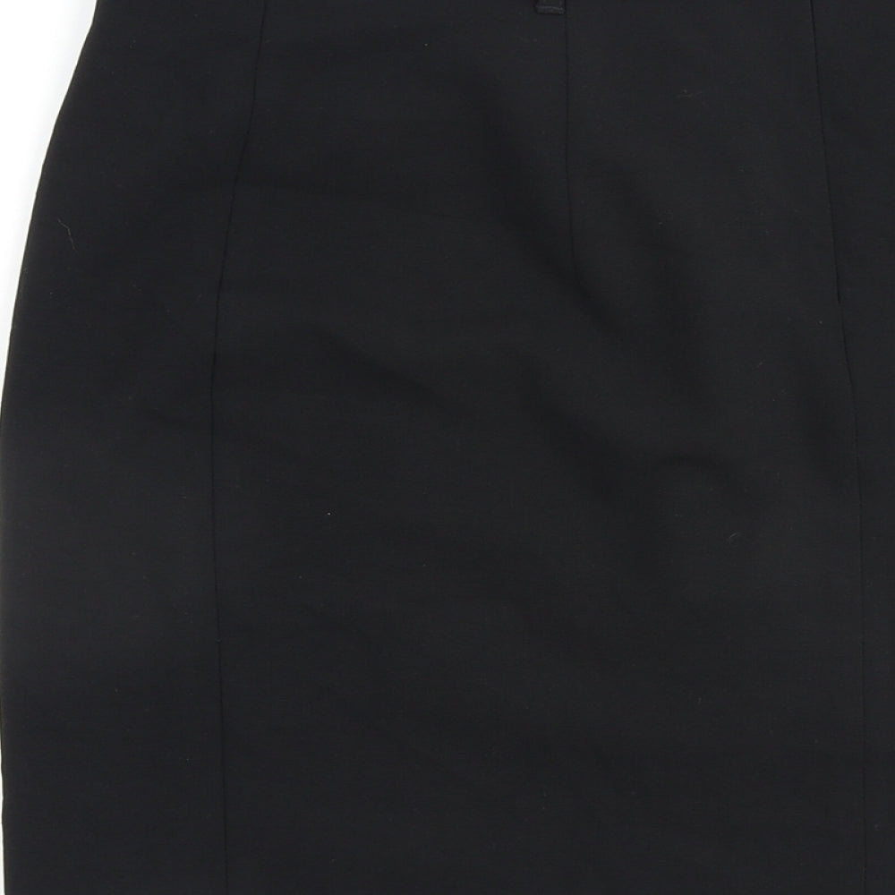 Marks and Spencer Womens Black Polyester A-Line Skirt Size 10 Buckle