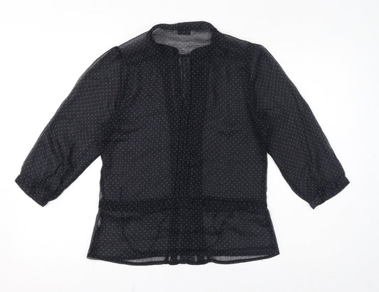 Womens UK Size 12 Topshop Black Basic Button-Up