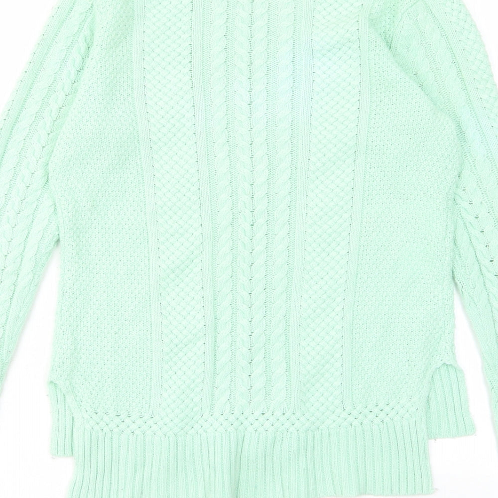 BCBGMAXAZRIA Womens Green Crew Neck Cotton Pullover Jumper Size S