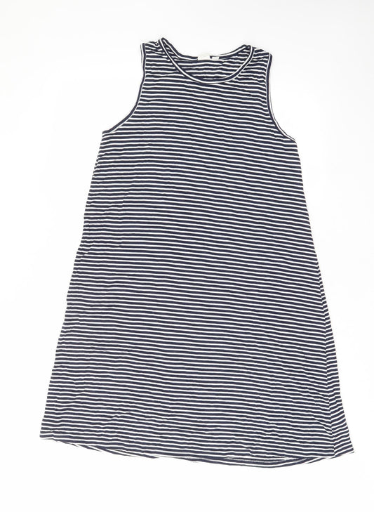 Gap Womens Blue Striped Viscose A-Line Size S Crew Neck Pullover - Stretch