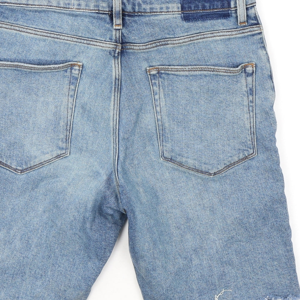 ASOS Mens Blue Cotton Bermuda Shorts Size 32 in L9 in Regular Zip - Distressed Look