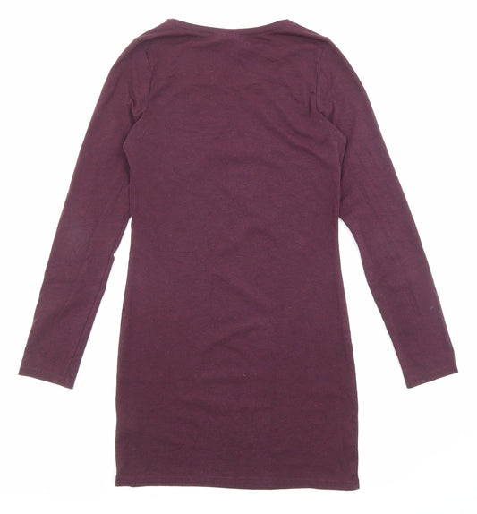 Divided by H&M Womens Purple Polyester Mini Size S Crew Neck Pullover