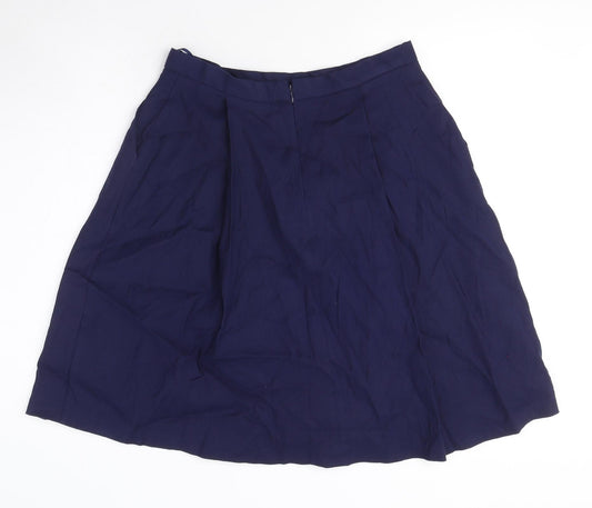 Precis Womens Blue Viscose Flare Skirt Size 12 Zip