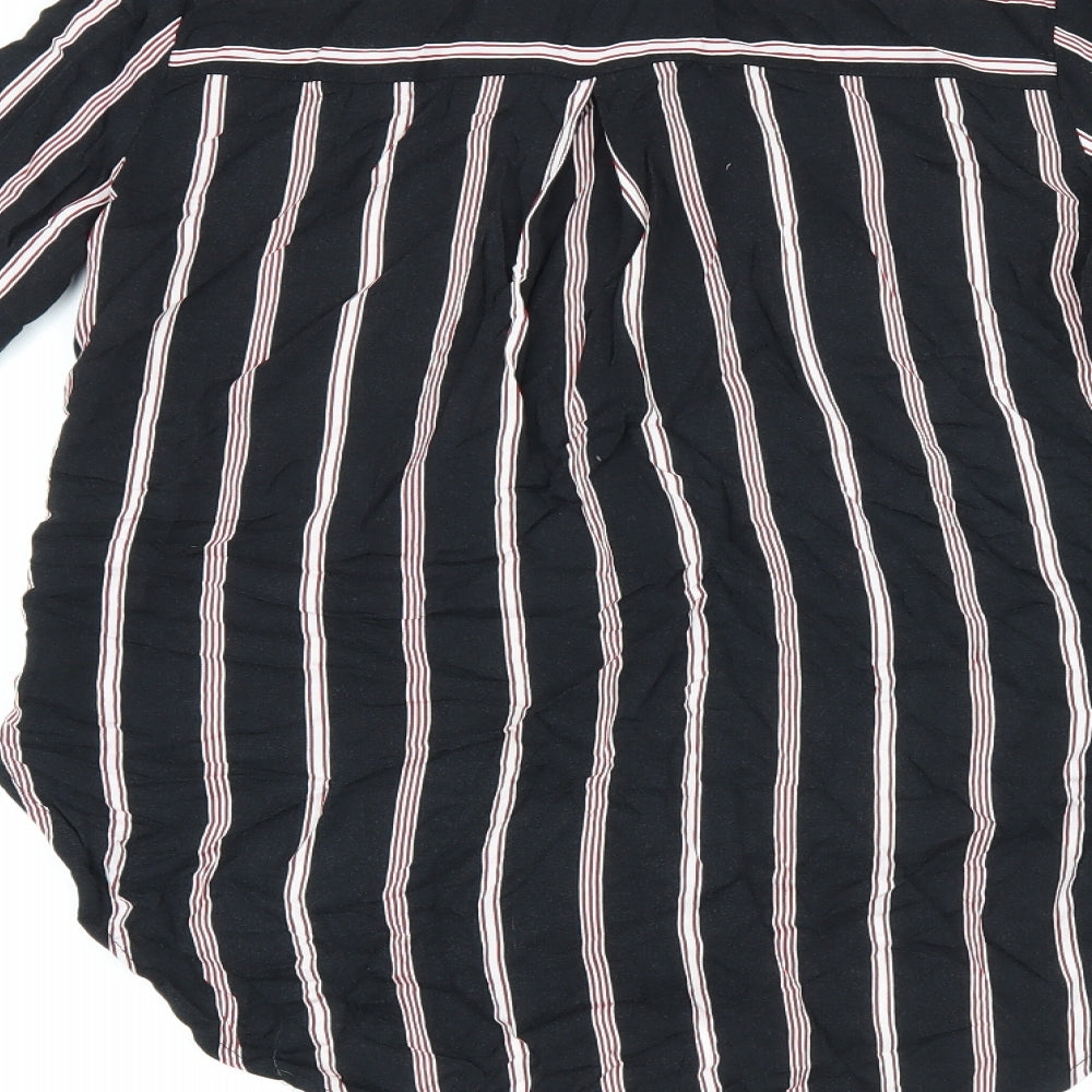 alcott Womens Black Striped Viscose Basic Button-Up Size XS Collared