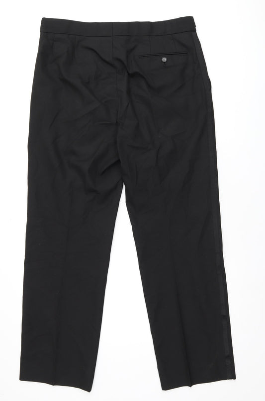Scott & Taylor Mens Black Polyester Dress Pants Trousers Size 34 in L29 in Regular Zip