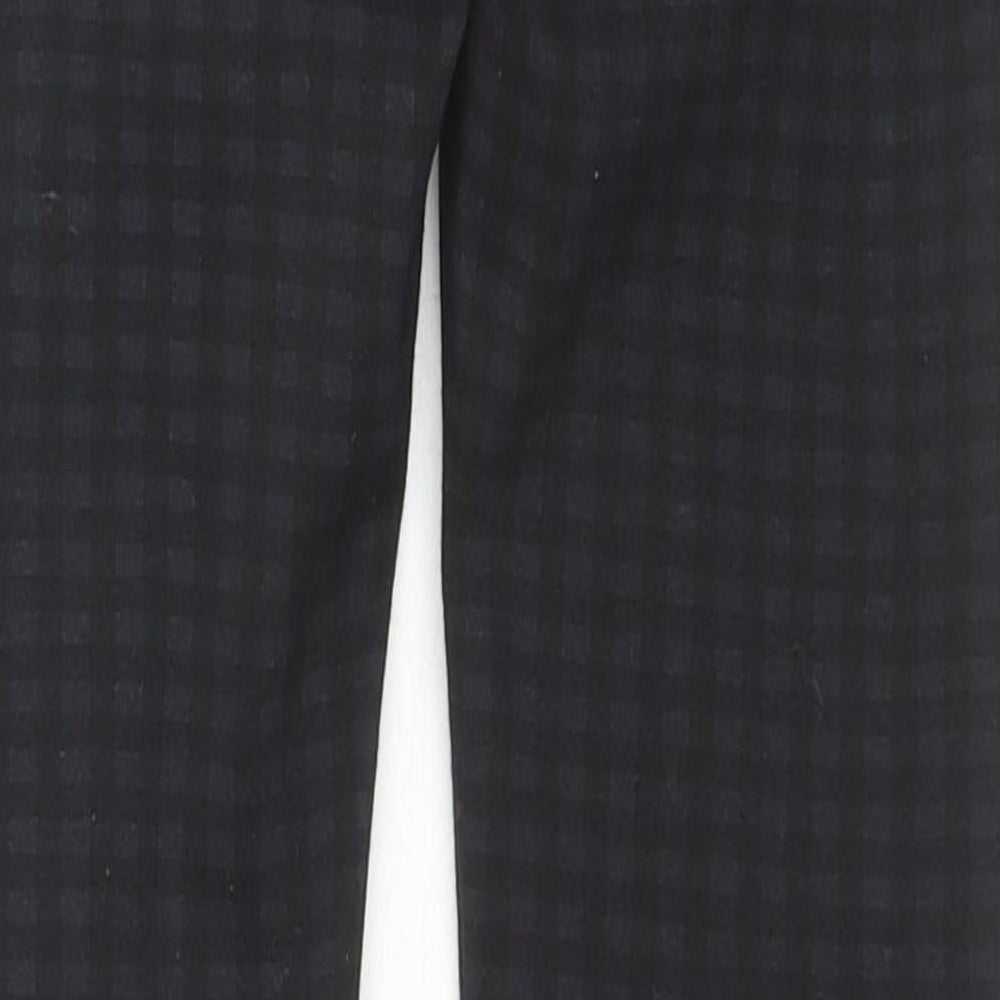 Denim & Co. Womens Black Check Polyester Trousers Size 6 L28 in Regular Zip