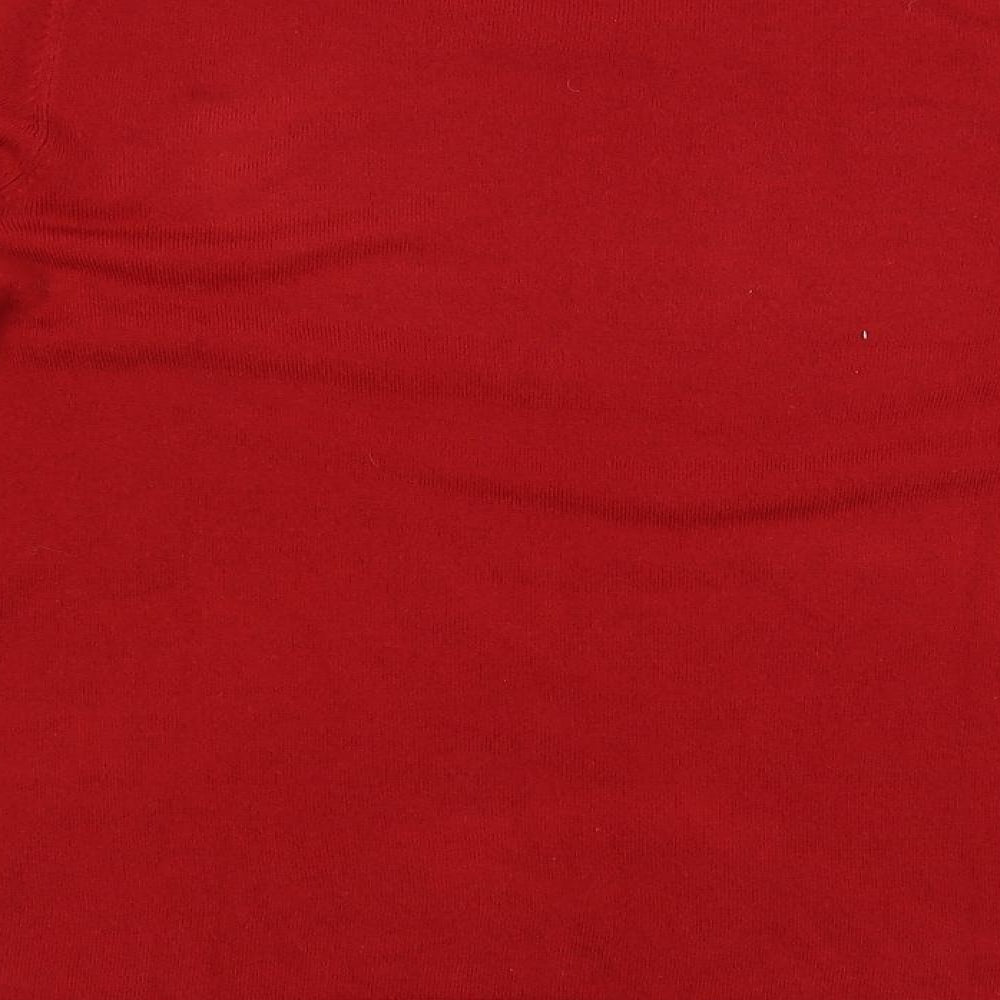 Love Knitwear Womens Red Boat Neck Acrylic Pullover Jumper Size 14