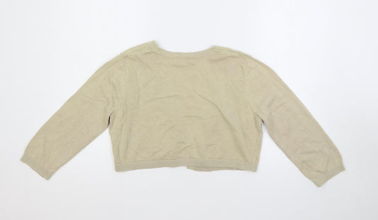 RJR.John Rocha Womens Beige V-Neck Cotton Cardigan Jumper Size 14 - Open