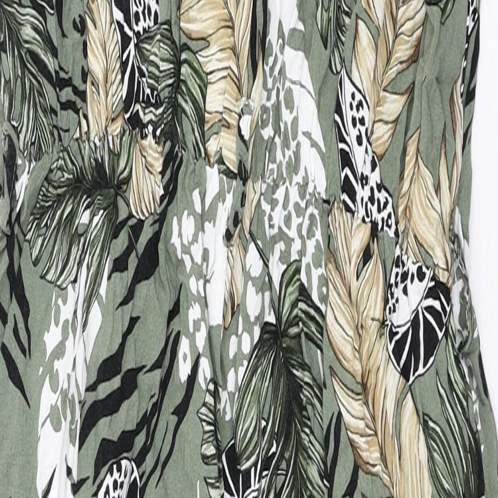 Dorothy Perkins Womens Green Floral Polyester Jumpsuit One-Piece Size 6 Button