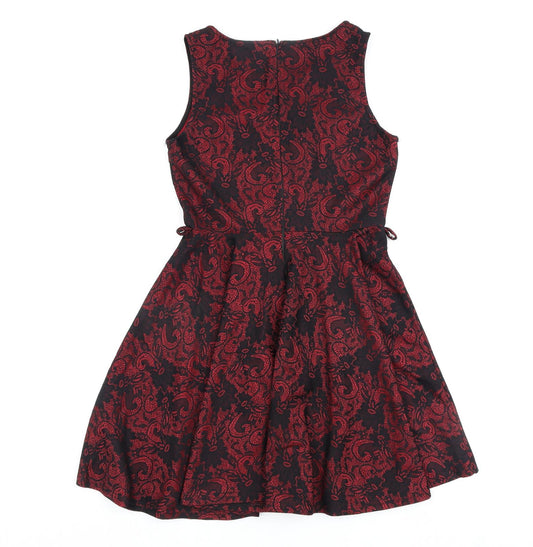 AX Paris Womens Red Polyester A-Line Size 10 Round Neck Zip