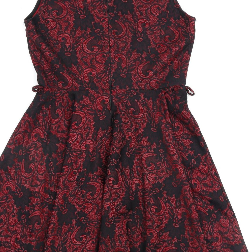 AX Paris Womens Red Polyester A-Line Size 10 Round Neck Zip