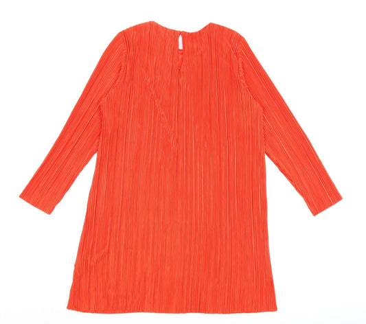 H&M Womens Red Polyester A-Line Size S Round Neck Button