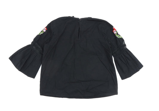 Womens UK Size 8 Topshop Black Basic Blouse