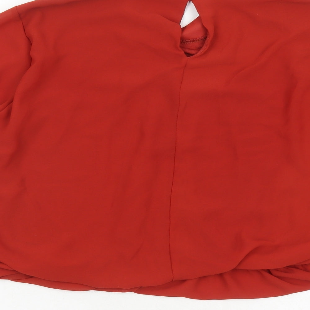 Boohoo Womens Brown Polyester Basic Blouse Size 10 Mock Neck