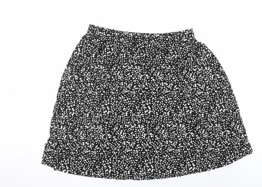 Marks and Spencer Womens Black Geometric Viscose Swing Skirt Size 22 - Elasticated Waist