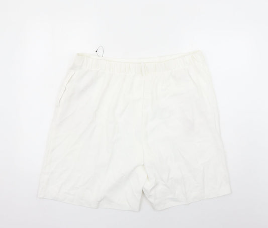 Marks and Spencer Womens White Polyester Bermuda Shorts Size 20 L8 in Regular - Elasticated Waist