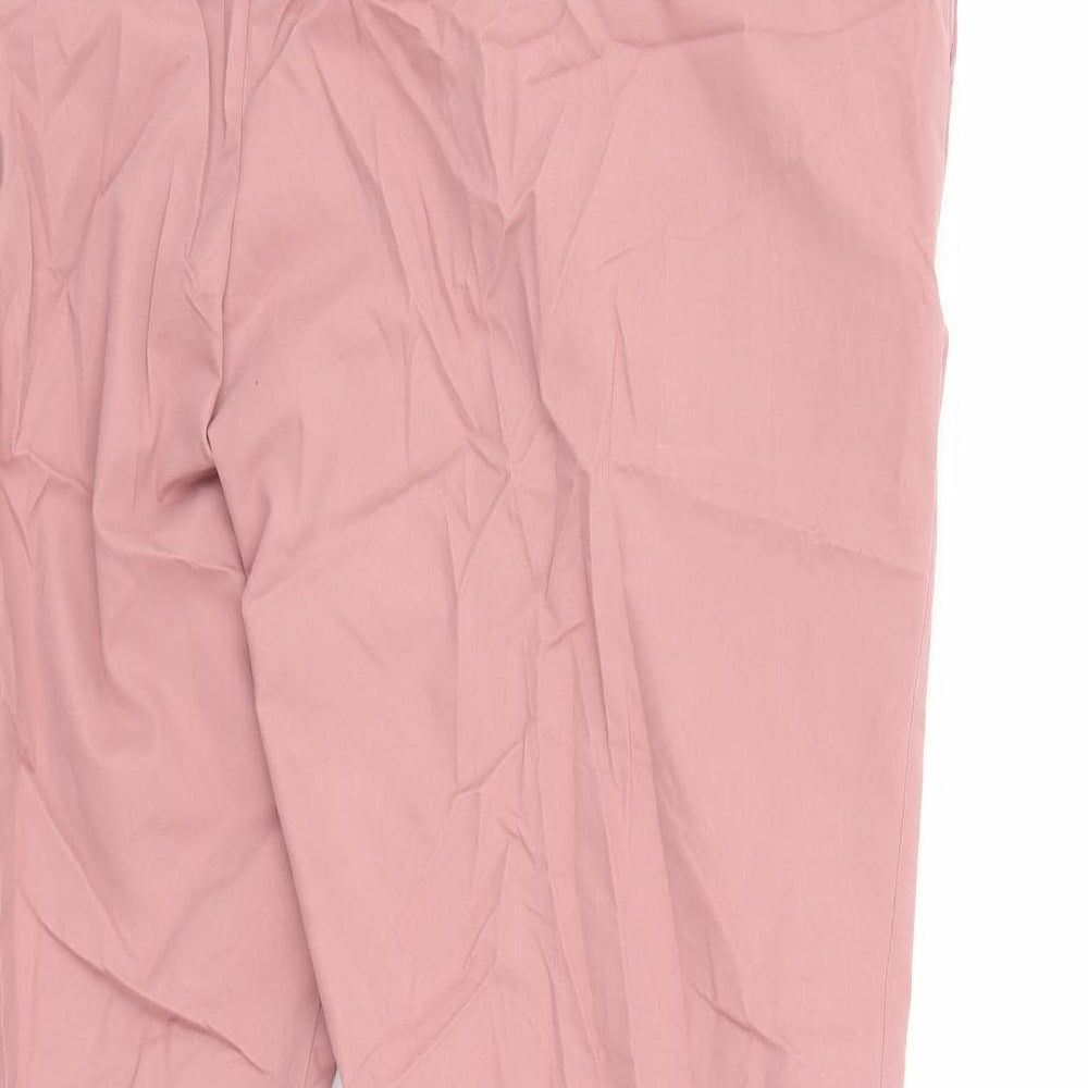 Marks and Spencer Mens Pink Cotton Trousers Size 42 in L28 in Regular Zip