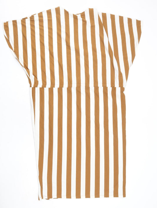 Zara Womens Brown Striped Polyester Sheath Size S V-Neck Pullover