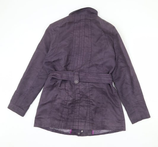 Klass Womens Purple Jacket Coat Size 12 Zip - Belted