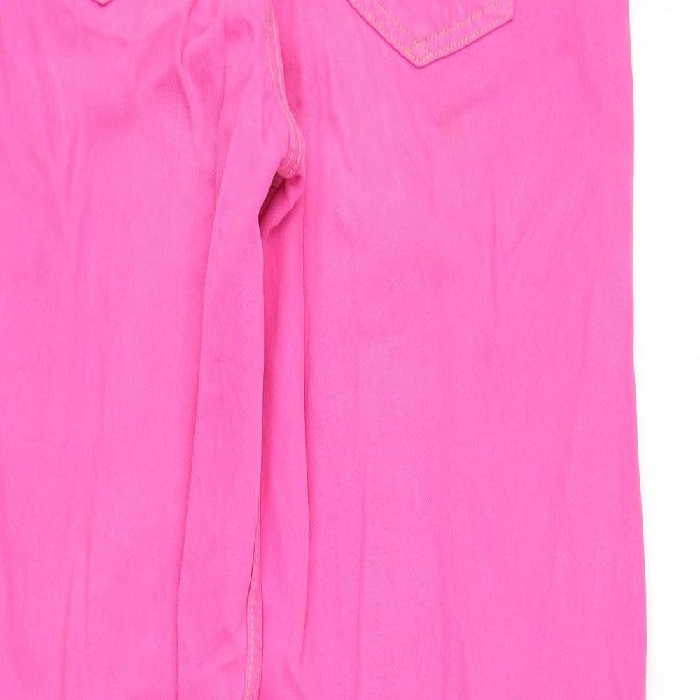 Zara Womens Pink Cotton Wide-Leg Jeans Size 8 L31 in Regular Zip