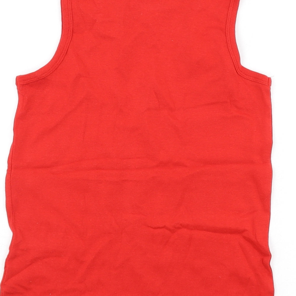 NEXT Girls Red 100% Cotton Basic Tank Size 7-8 Years Round Neck Pullover