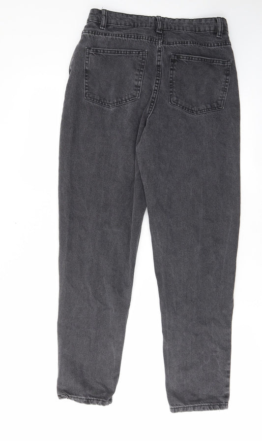 Denim & Co. Womens Grey Cotton Straight Jeans Size 8 L28 in Regular Zip - Pockets, Belt Loops