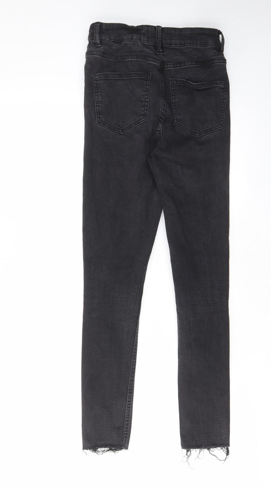 Denim & Co. Womens Black Cotton Skinny Jeans Size 8 L27 in Regular Zip - Pockets, Belt Loops
