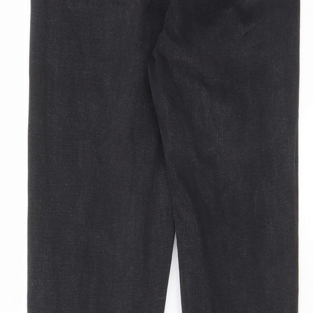 Brand and care label for Denim & Co. women’s black cotton skinny jeans, size UK 8 regular zip - pockets, belt loops