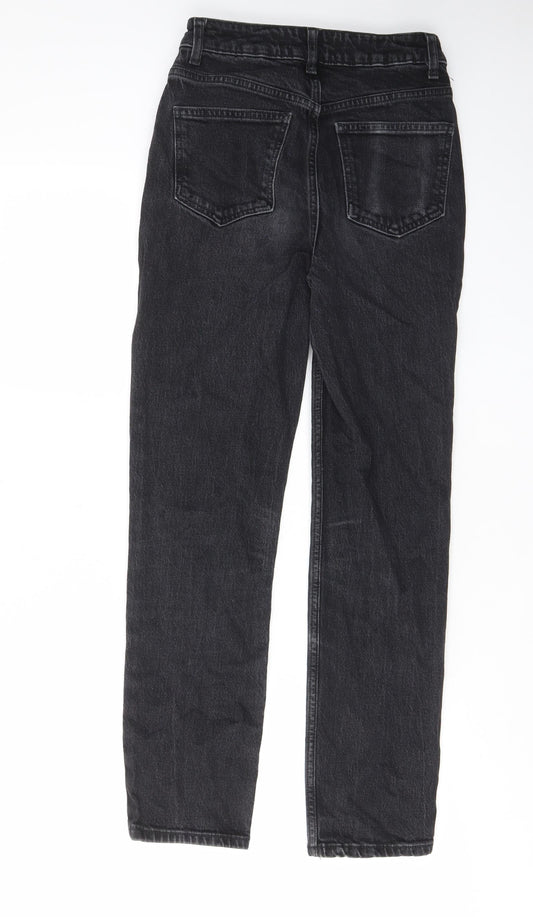 Denim & Co. Womens Black Cotton Straight Jeans Size 6 L27 in Regular Zip - Pockets, Belt Loops