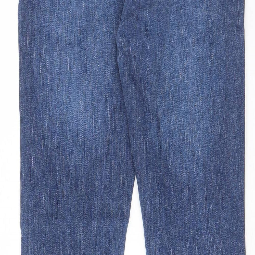 Brand and care label for Miss Selfridge women’s blue cotton skinny jeans, size UK 6 regular zip - pockets, belt loops