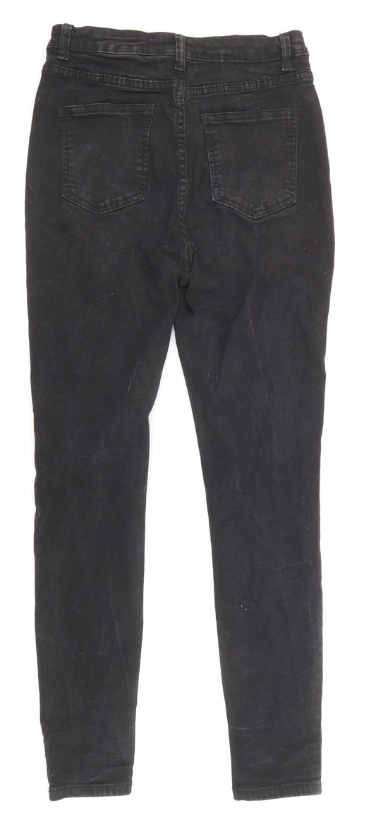 Boohoo Womens Black Cotton Skinny Jeans Size 10 L27 in Regular Zip - Pockets