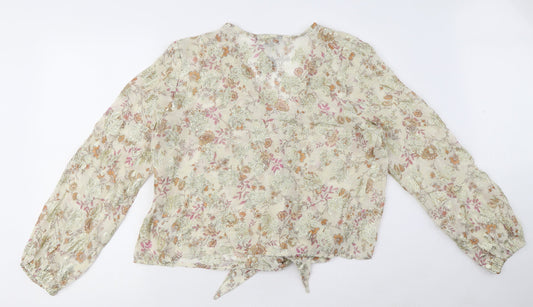 Womens UK Size 12 New Look Beige Cropped Blouse