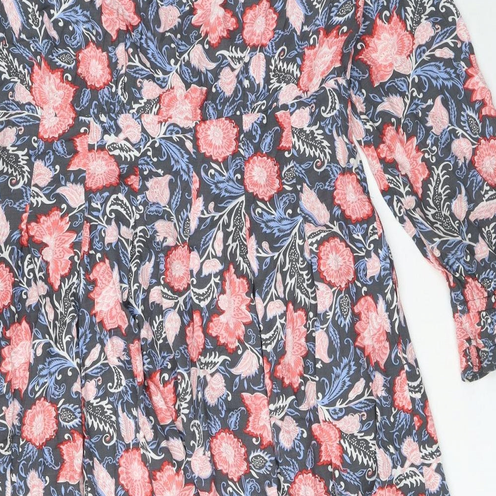 Per Una Womens Multicoloured Floral Viscose A-Line Size 14 Round Neck Zip