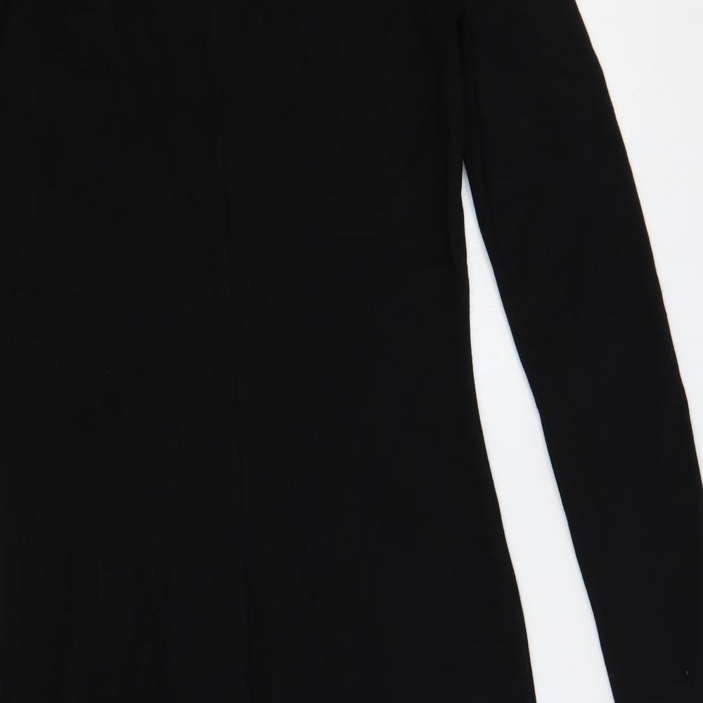 Ronen Chen Womens Black Viscose Pencil Dress Size 14 Round Neck Pullover - Ruched