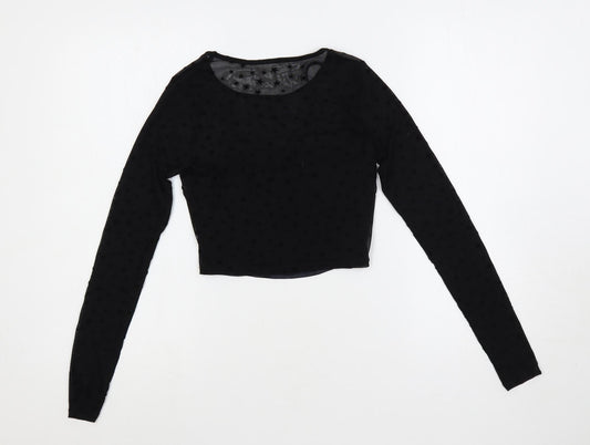 Womens UK Size XS Hollister Black Cropped Blouse