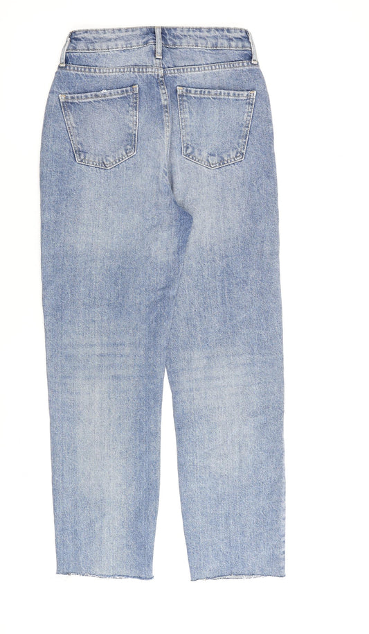 Miss Selfridge Womens Blue Cotton Straight Jeans Size 4 L26 in Regular Zip