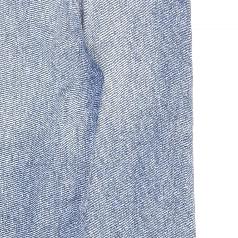 Miss Selfridge Womens Blue Cotton Straight Jeans Size 4 L26 in Regular Zip