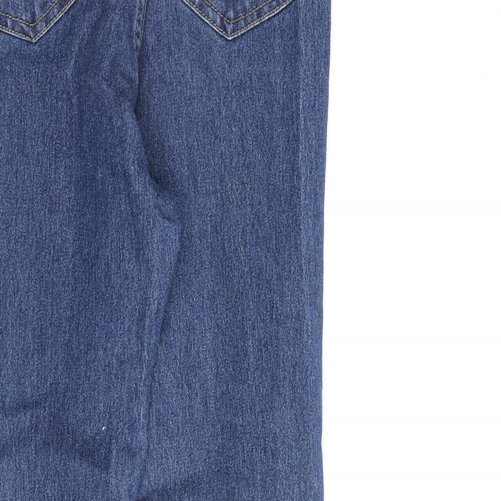 Boohoo Womens Blue Cotton Straight Jeans Size 6 L26 in Regular Zip
