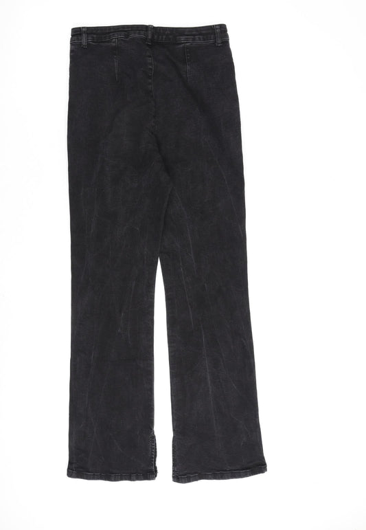 ASOS Womens Black Cotton Flared Jeans Size 30 in L32 in Regular Zip